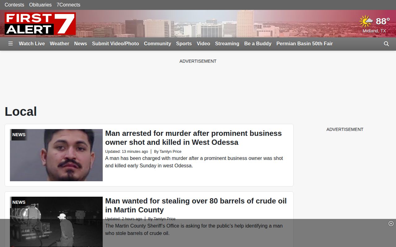 Upton County local-news source page for crime-report context
