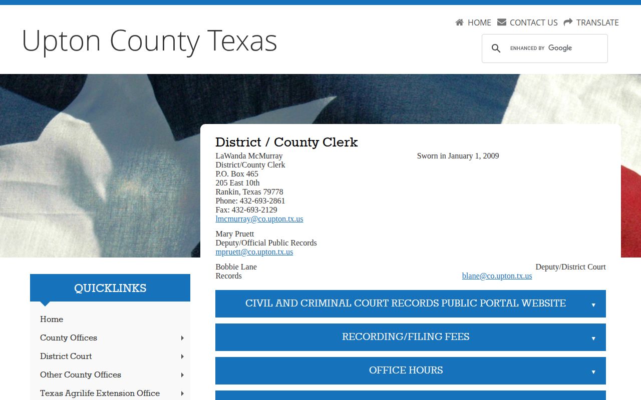 Upton County Clerk record source for court disposition after an arrest report
